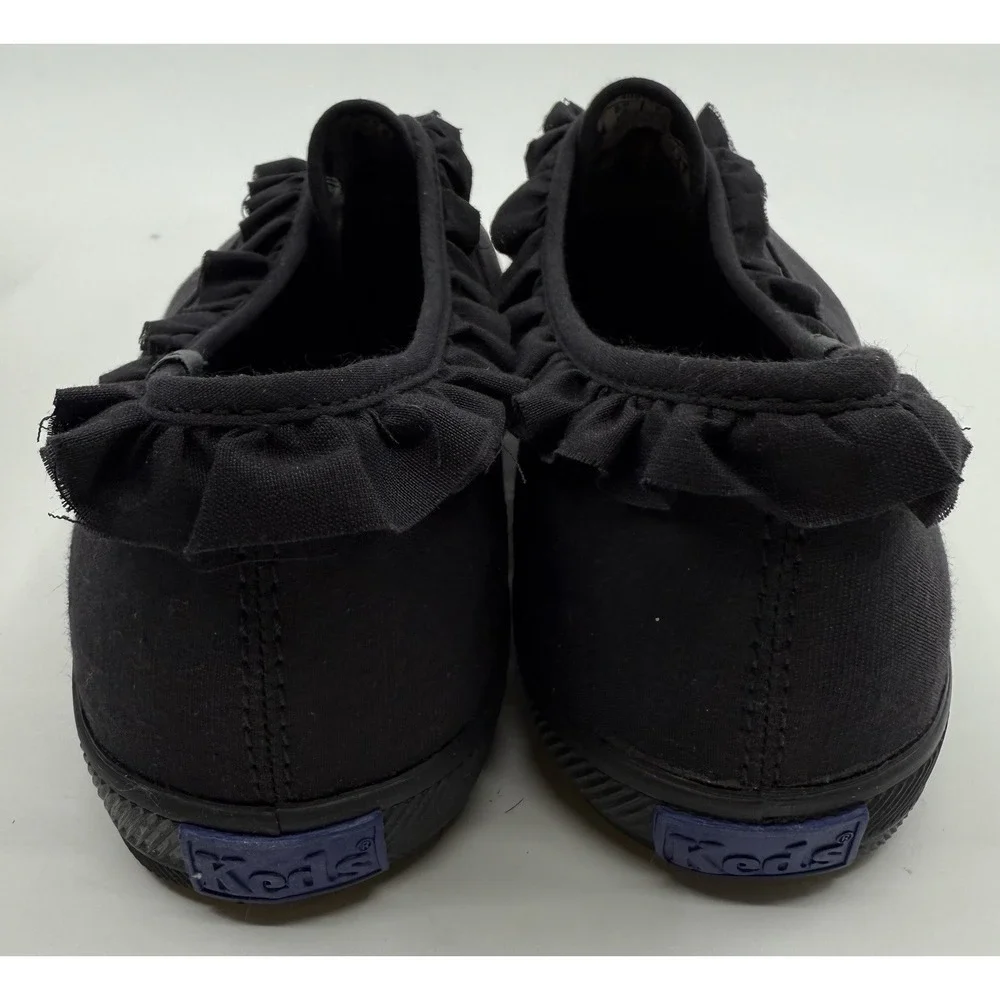 Keds Women's Black Ruffle Champion Shoes Slip On Sz 8.5 NIB
